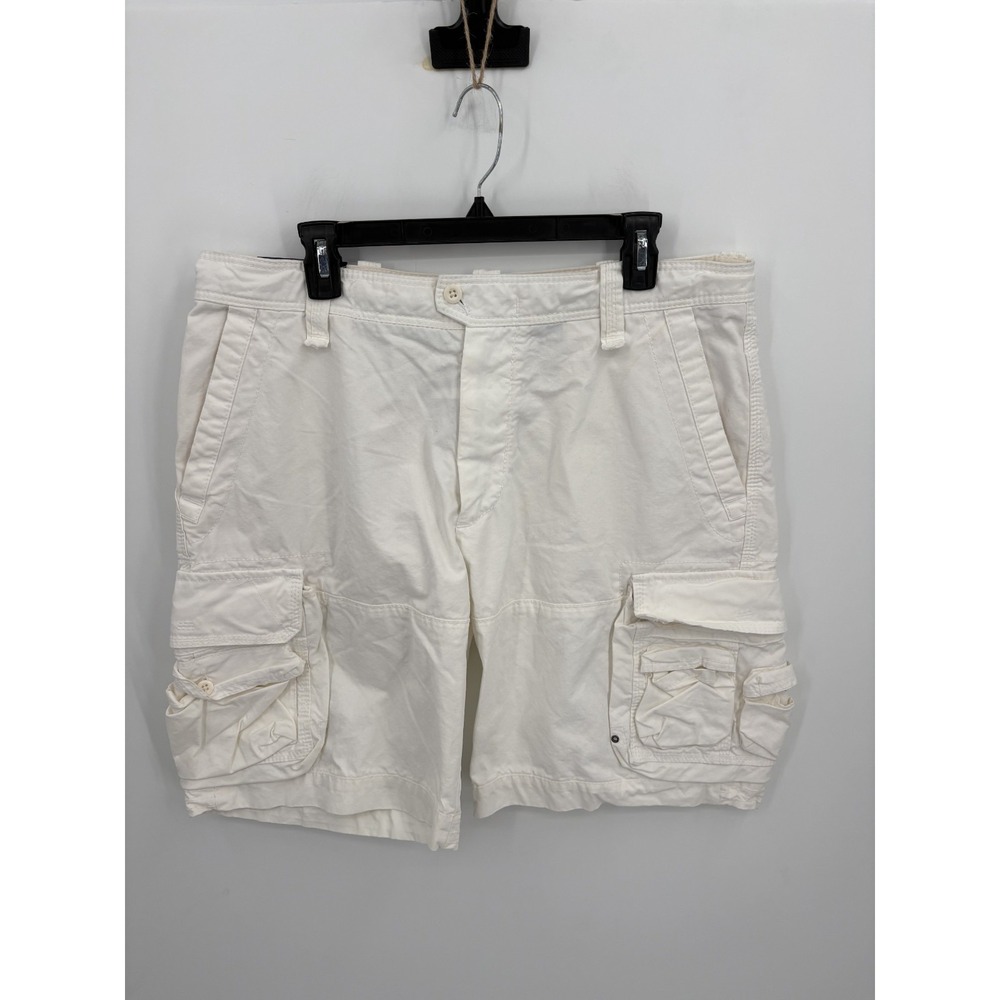 Polo Ralph Lauren VTG Men's Heavy Canvas Cargo Utility White Shorts, 36, NWT!